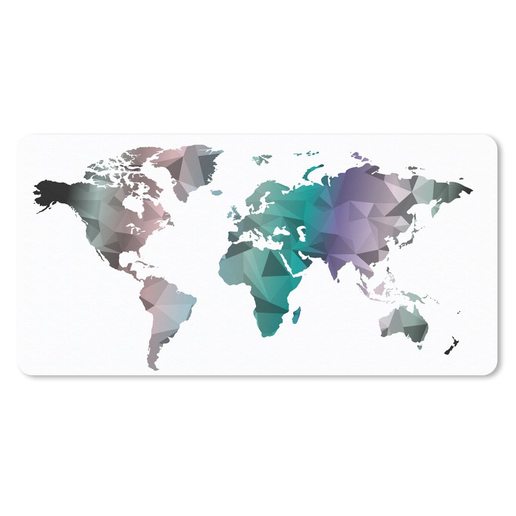 MuchoWow Mauspad Mousepad Weltkarte - Künstlerisch - Farben 60x30 cm - Mousepads - Maus Mat - Pad - Mausunterlage - Nachhaltig