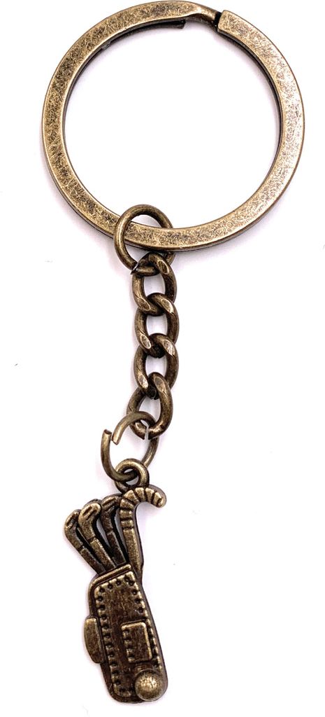 Onwomania Schlüsselanhänger Golf Tasche Bag Schläger Bronze Metall Anhänger Charm