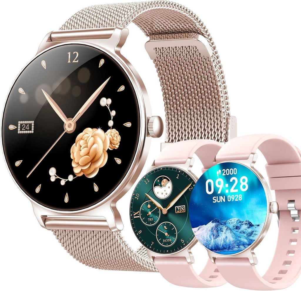Elegante Smartwatch mit Telefonfunktion, 1,27" AMOLED Touch, Gesundheits- & Sporttracking, IP68 & Bluetooth-Anrufe