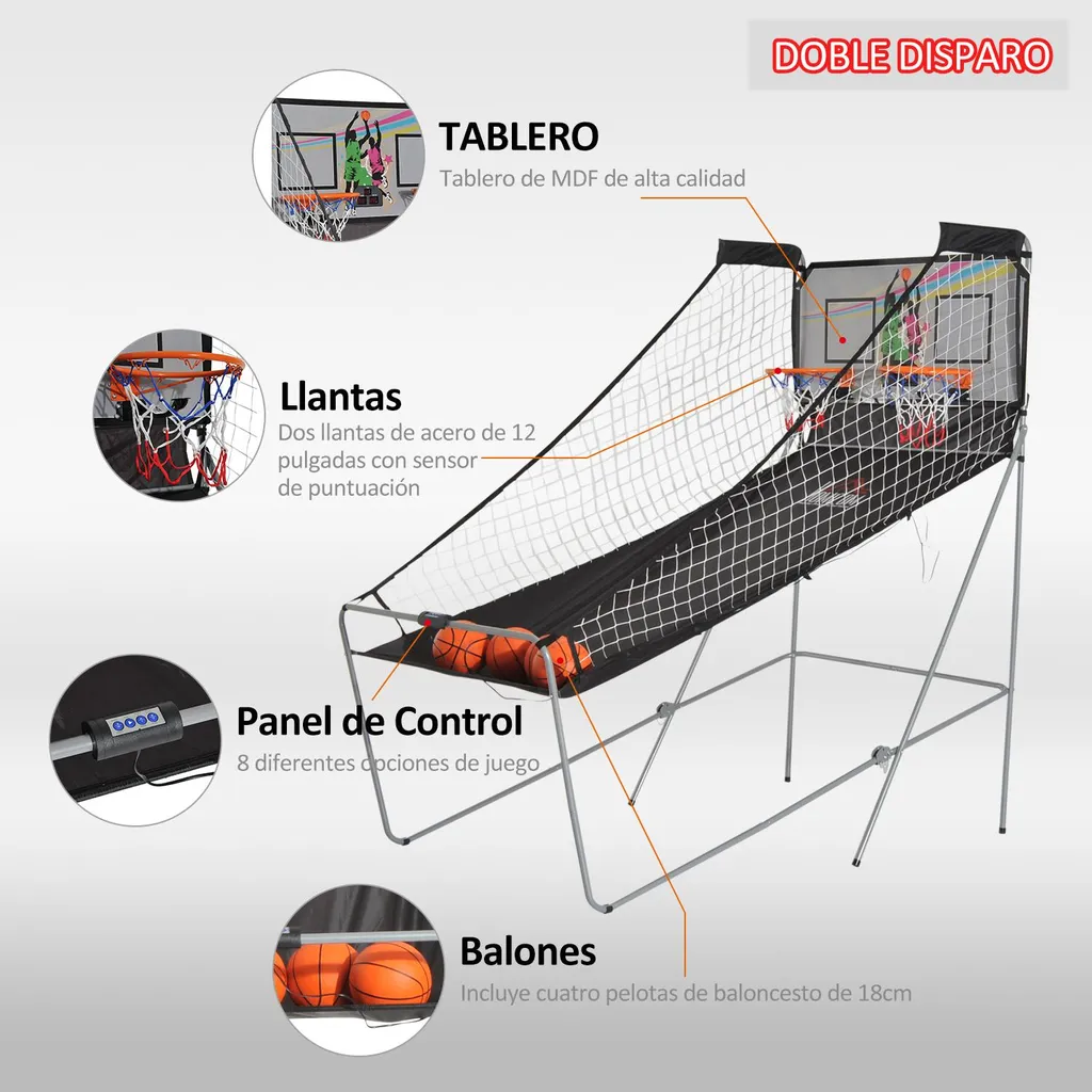 Panier de basket portable réglable 2m à 3m avec compteur de points - 4