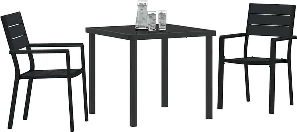 "Springschlussverkauf "Garten Essgruppe - HOMMIE - moderne Balkonmöbel Set/Terrassenmöbel - 3 pcs Schwarz Pulverbeschichteter Stahl - Gartenmöbe...