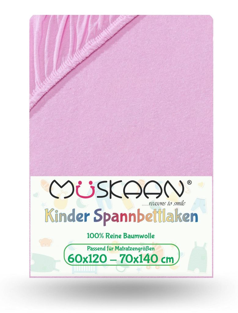 Jersey Kinder Spannbettlaken 60x120 cm - 70x140 cm Rosa Produktbild 