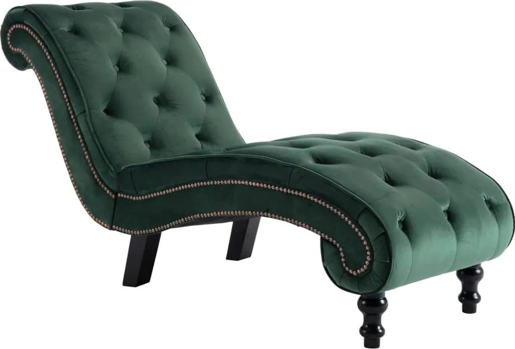 Chaise longue en velours vert - Méridienne confortable design intérieur