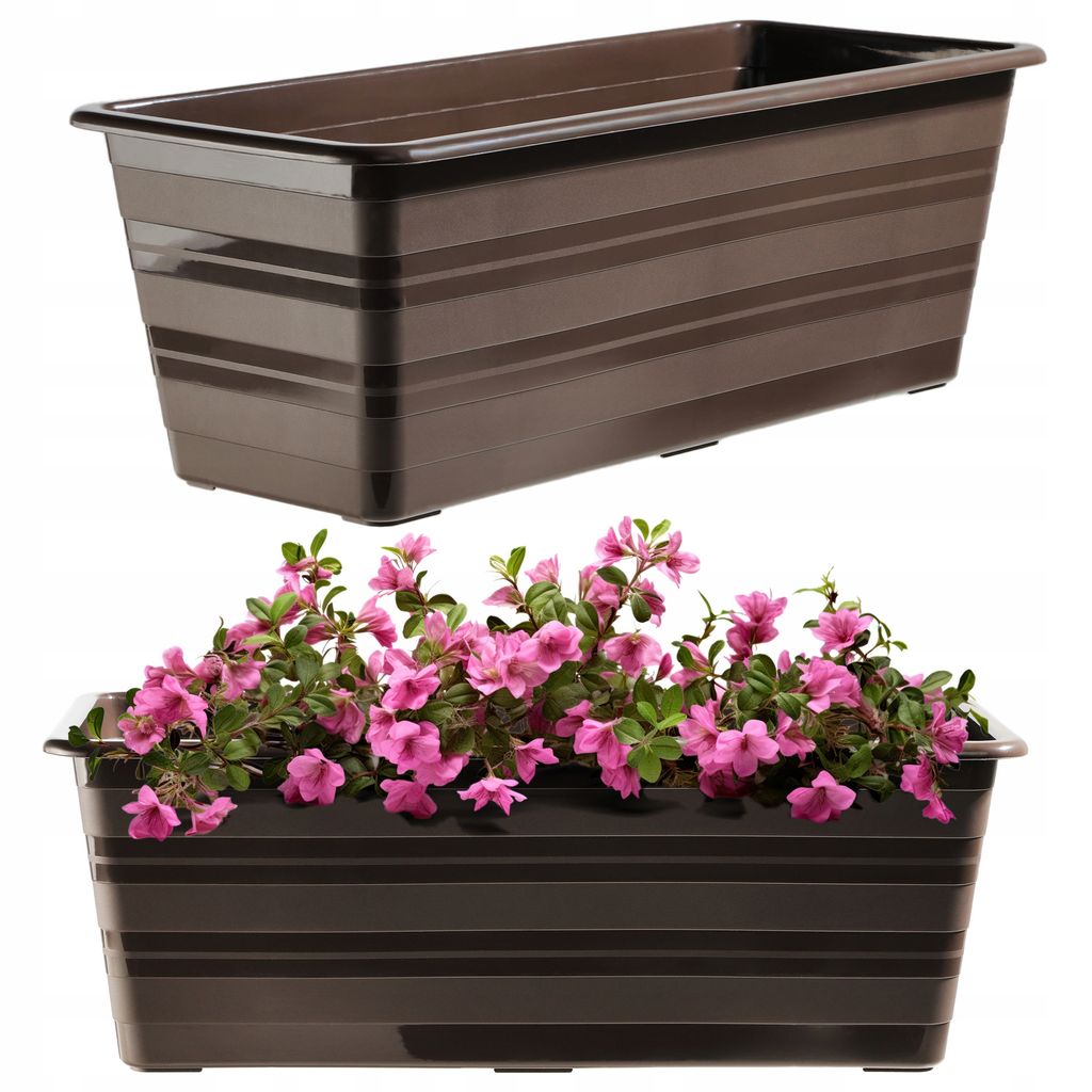 KADAX Blumenkasten "Cati", Balkonkasten aus Kunststoff, Blumentopf für Balkon, Fensterbank, Pflanzgefäß, 40 cm, Braun