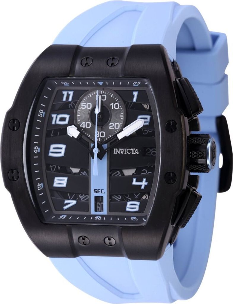 Invicta Racing 47370 Herren uhr - Wasserdicht - Analog - Quarzuhrwerk - Edelstahl mit schwarzen zifferblat - 44mm