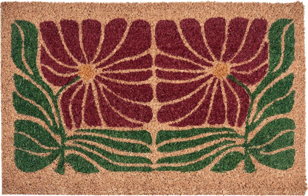 BELIANI Fußmatte Mehrfarbig/Bunt Kokosfaser 50 x 80 cm Rechteckig Blumenmuster mit Anti-Rutsch-Rückseite Fußabtreter Türmatte Schmutzfangmatte
