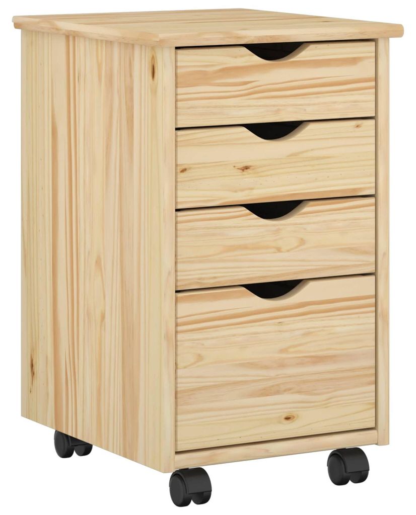 vidaXL Rollschrank Mit Rad Braun 34 x 39 x 56 cm Massives Kiefernholz