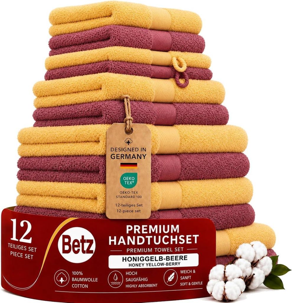 Betz 12-tlg. Handtuch-Set PREMIUM 2 Duschtücher 4 Produktbild 