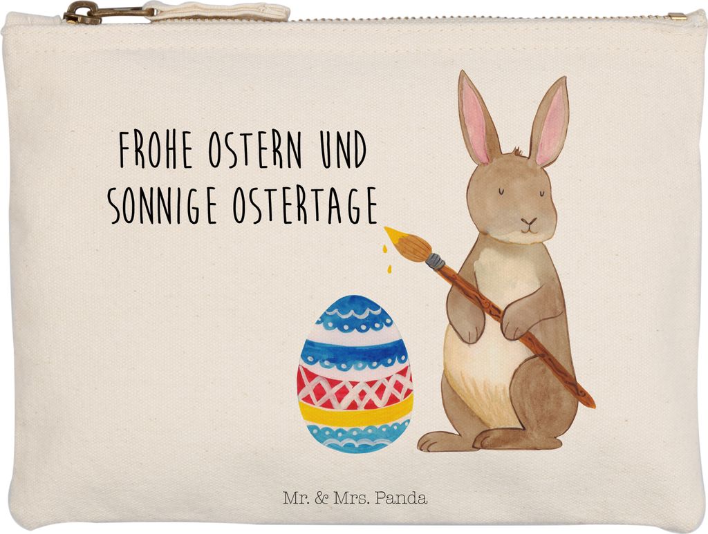 Mr. & Mrs. Panda Etui Hase Eier Malen Grösse XL Große - Weiß - Geschenk, Osterei, kosmetiktäschchen, Kulturbeutel, Osterhase, Ostern, Ostergrü...