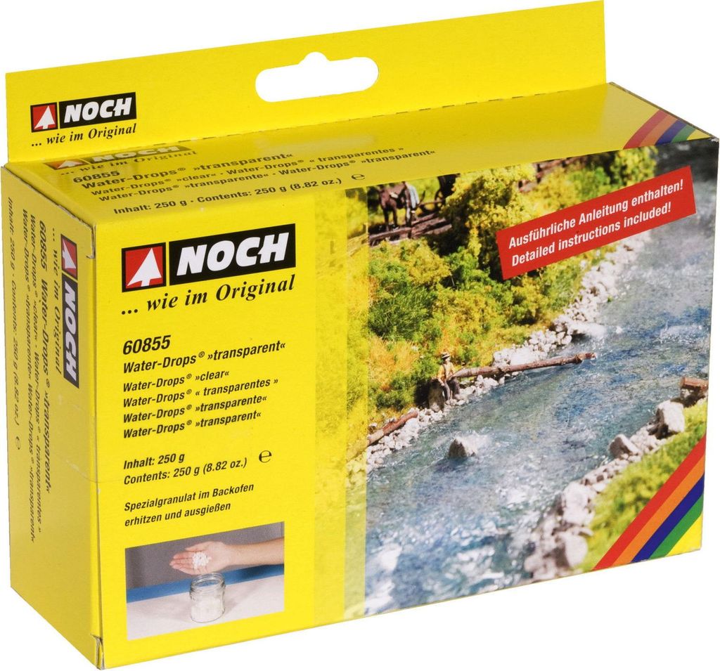 NOCH Water-Drops „transparent“, einfaches Modellbauwasser, 250 g ergibt ca. 300 ml ideal für Flüsse, Seen und Gewässer