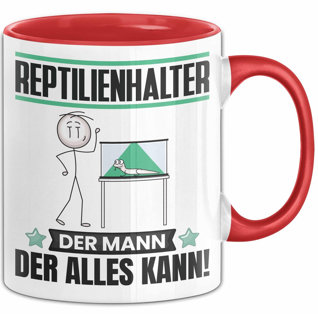 Reptilienhalter Tasse Geschenk für Reptilienhalter Der Mann Der Alles Kann Geschenkidee zum Geburtstag (Rot)