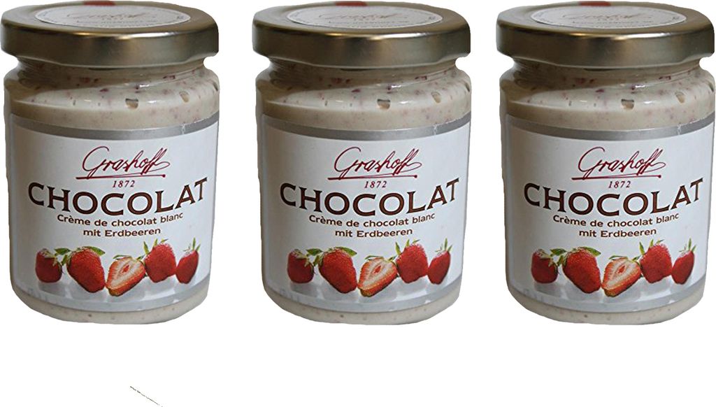 Grashoff Chocolat Blanc Erdbeeren aus weißer Schokolade 250ml 3er Pack