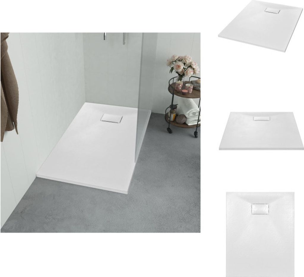 vidaXL Duschwanne SMC Weiß 100×80 cm - Duschwannen