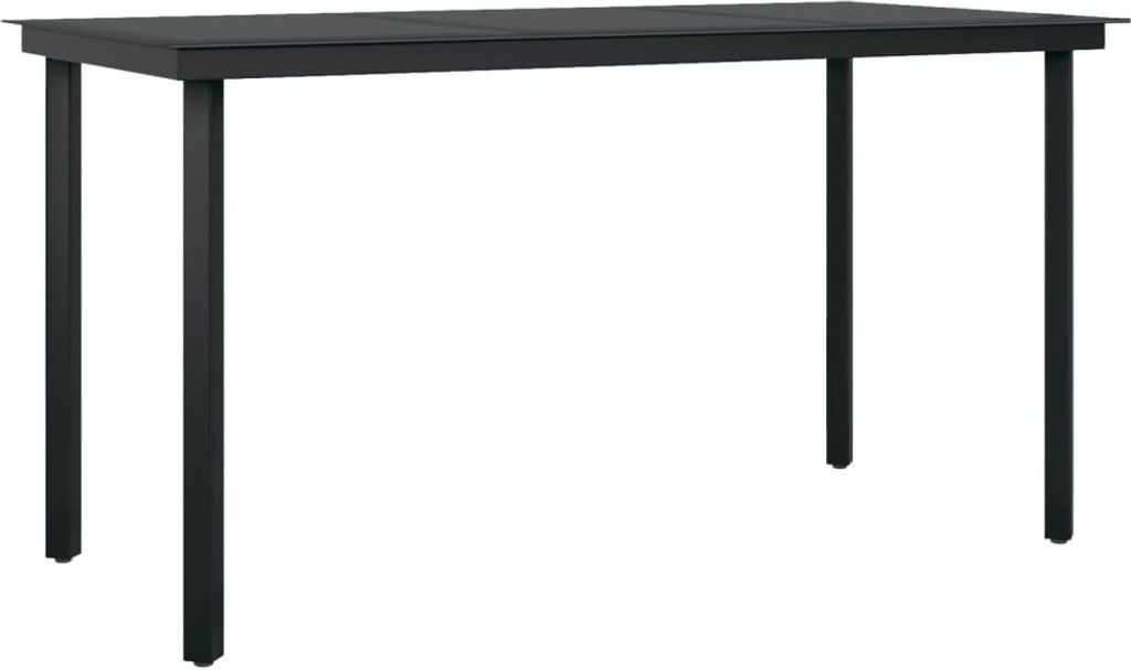 vidaXL Garten-Esstisch Schwarz 140x70x74 cm Stahl und Glas Produktbild 