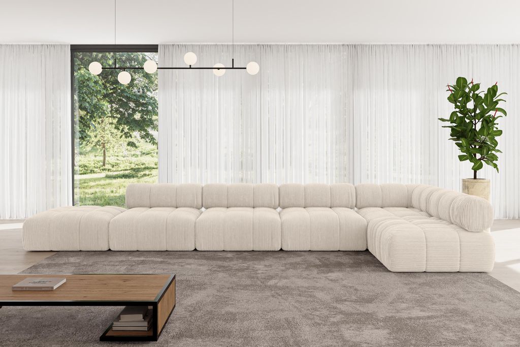 ALTDECOR Modulares Sofa Ecksofa in L-Form - Favio-L3 - 475x190x70 cm Beige universal, links/rechts Corner modular Sofa Eckcouch Couch Wohnlandschaf...
