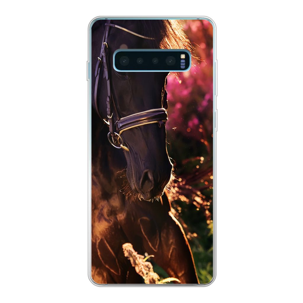 MuchoWow Handyhülle Schutzhülle Hülle für Samsung Galaxy S10 Lite Pferd - Sonne - Porträt Silikon Softcase Handy Hülle - Schutz