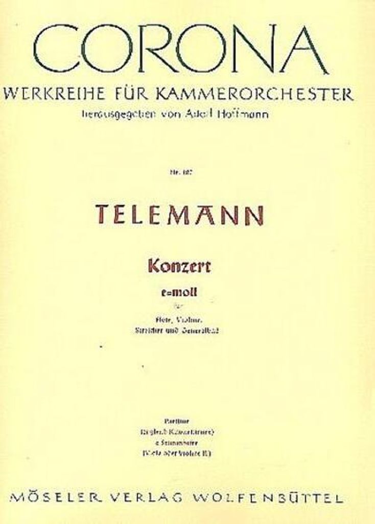 Konzert e-Mollfür Flöte, Violine, Streicher und Bc