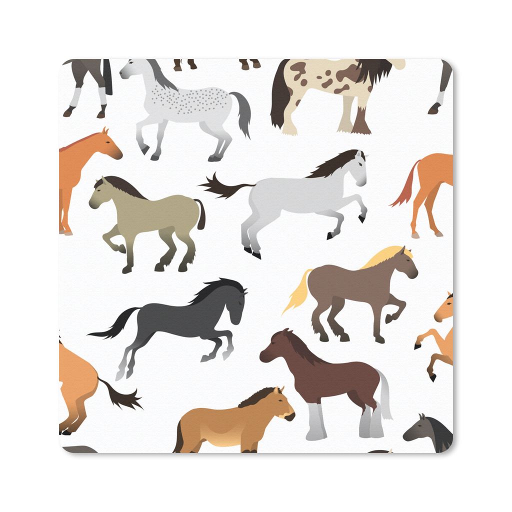 MuchoWow Mauspad Mousepad Pferde - Weiß - Muster - Mädchen - Kinder - Mädchen 20x20 cm - Mousepads - Maus Mat - Pad - Mausunterlage - Desk Mat...