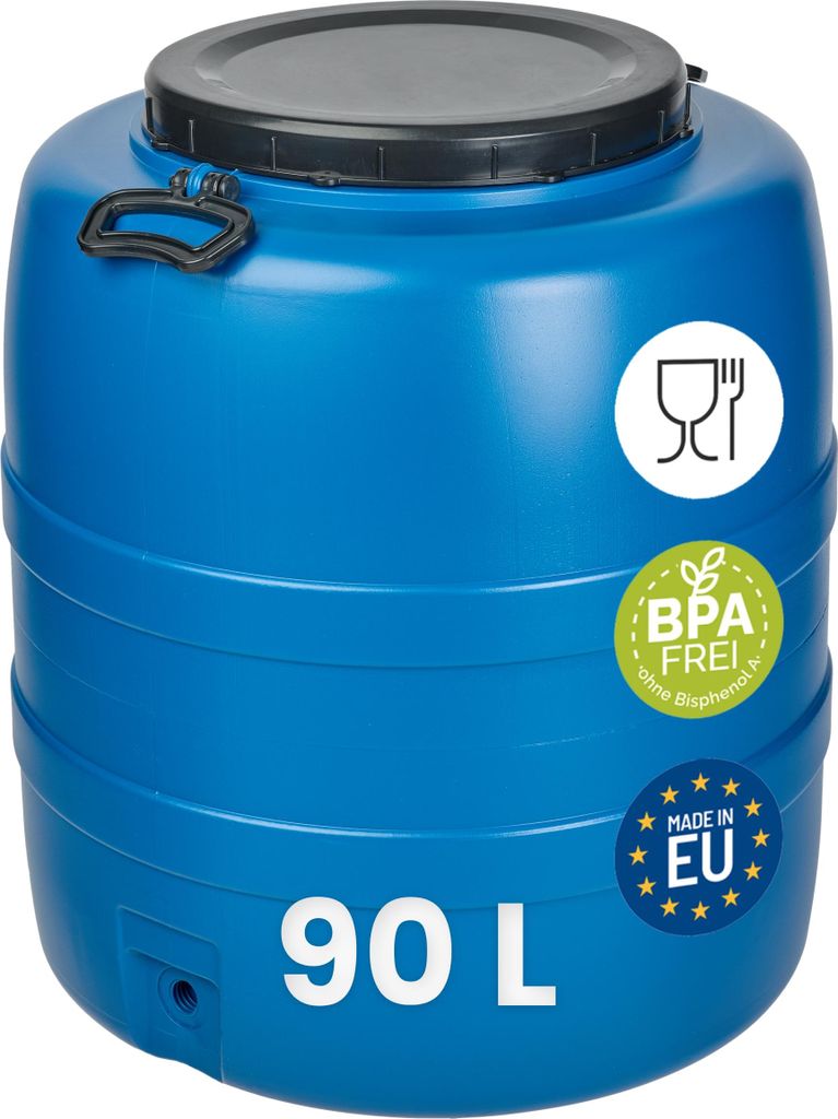Garronda 90L Weithalsfass Fasssilage Gepäcktonne Gärfass Gärbehälter Futtertonne (Blau)