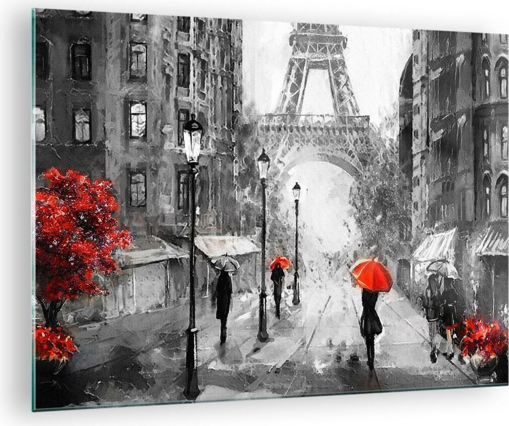 Bilder auf glas - Paris Stadt Zuhause - 70x50cm - Glasbilder - Wandbilder - Kunstdruck - zum Aufhängen bereit - Wanddekoration aus Glas - Glas Bil...