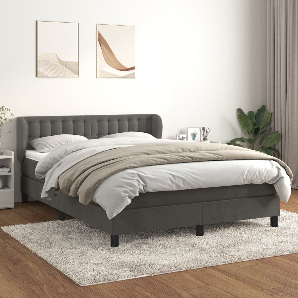 Maison Exclusive - Boxspringbett mit Matratze Dunkelgrau 140x200 cm Samt
