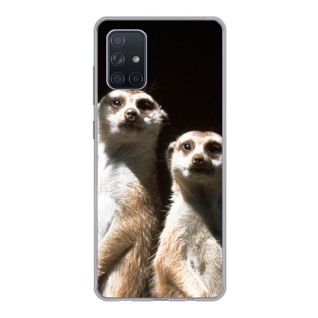 MuchoWow Handyhülle Schutzhülle Hülle für Samsung Galaxy A51 5G Schwarz - Erdmännchen - Tiere Silikon Softcase Handy Hülle - Abbildung