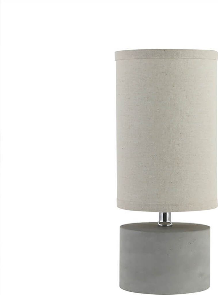HOME DELUXE Kleine Tischlampe in Betonoptik - Grau | Tischlampe, Nachttischlampe, moderne Lampe, Stoffschirm, Betonoptik