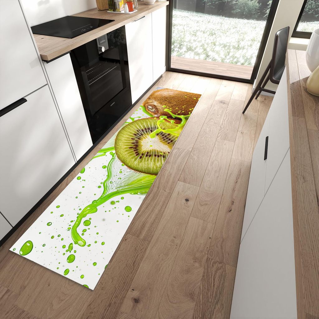 Küchenteppich 60x240cm rutschfest & abwischbar PVC Läufer - Kiwi Spritzer