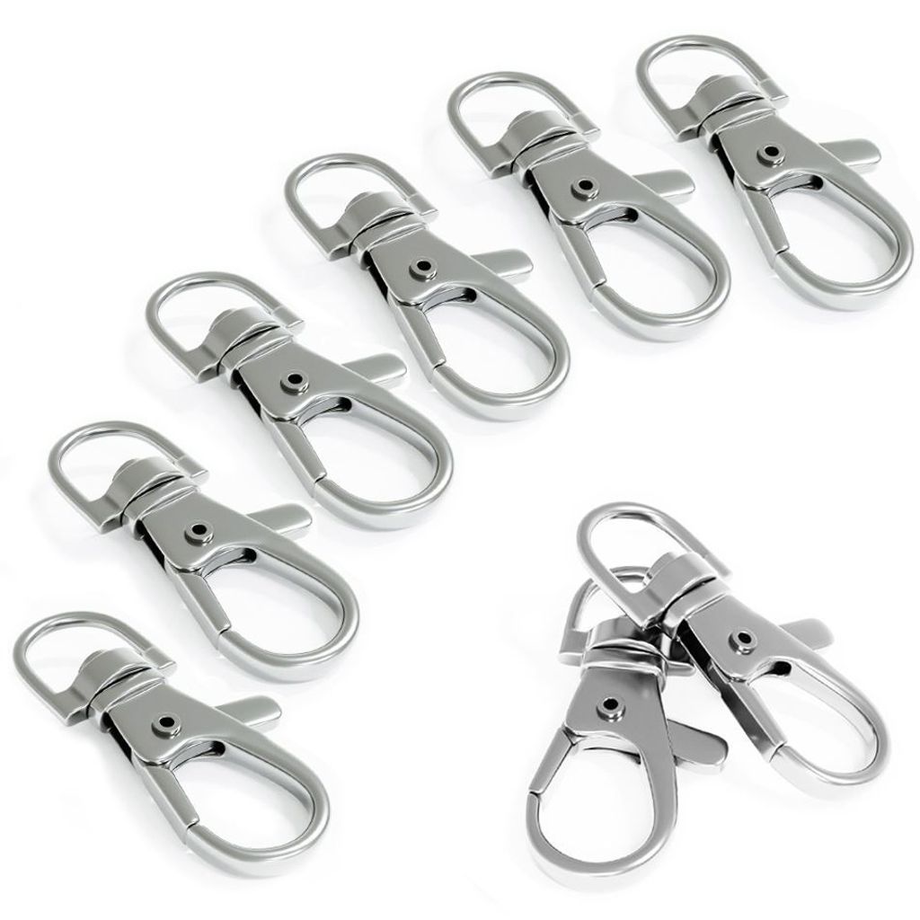 8 x Edelstahl Metall Schlüsselringe Clip Mit Drehgelenk Für Schlüsselset - Mittel