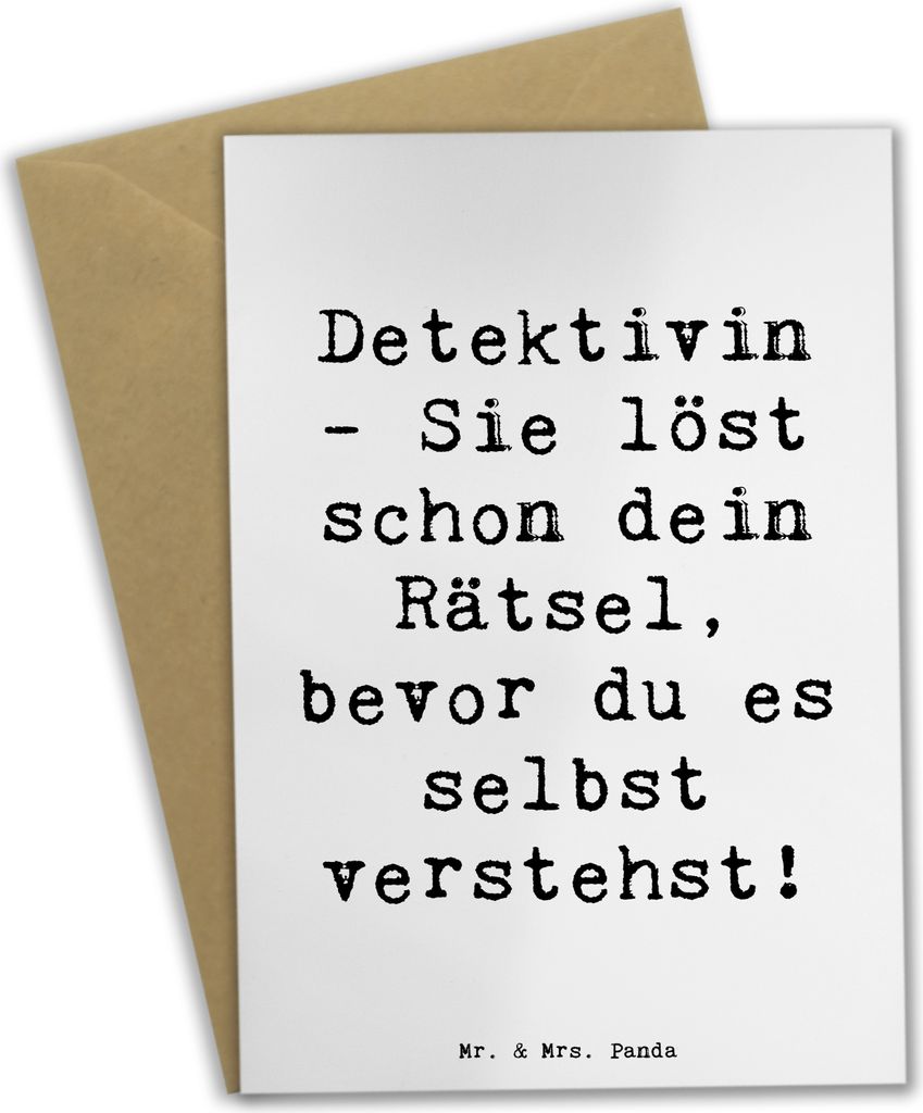 Mr. & Mrs. Panda Grußkarte Spruch Detektivin Rätsel - Weiß - Geschenk, Deduktion, Berufsalltag, Beruf, weihnachtskarten, Spurensuche, Spürnase,...