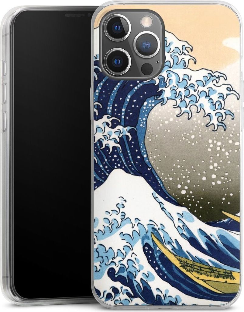 DeinDesign Slim Hülle für Apple iPhone 12 Pro Max Silikon Case Ultra Dünn Handyhülle Katsushika Hokusai Kunst Die große Welle vor Kanagawa