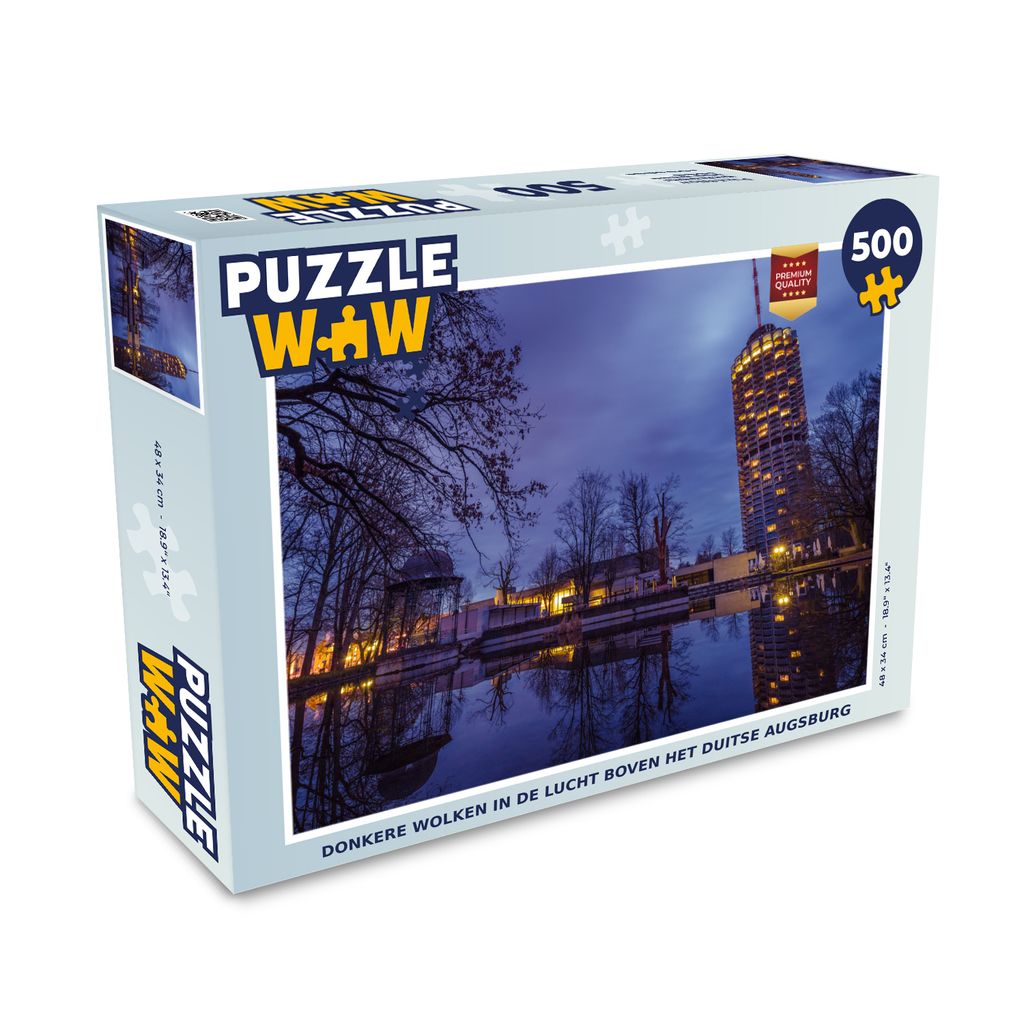 MuchoWow Puzzle 500 Teile Dunkle Wolken am Himmel über Augsburg, Deutschland - 500 Teile - Kinder - Selberbauen - Puzzlespiele