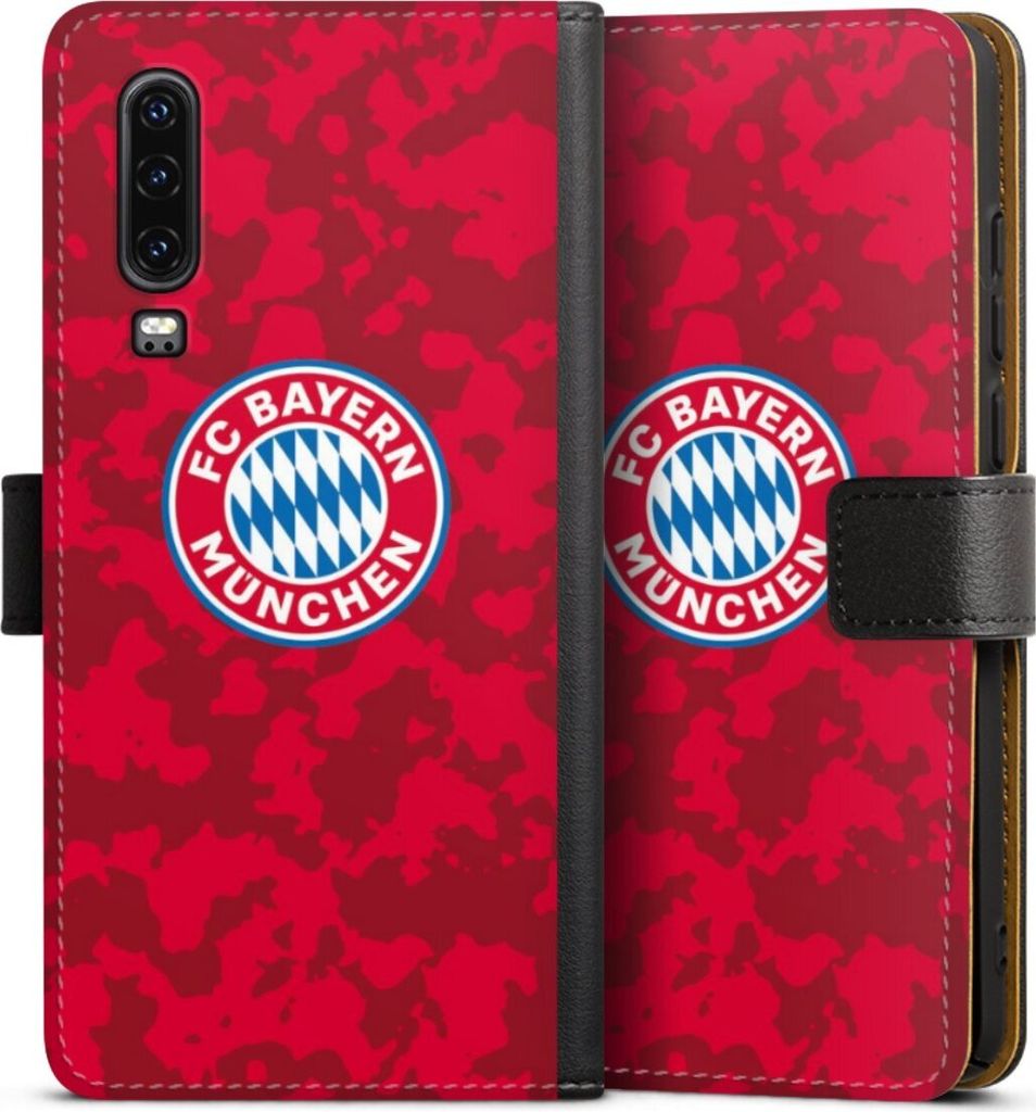 DeinDesign Klapphülle für Huawei P30 Handytasche Lederhülle Tasche FC Bayern München Camouflage FCB