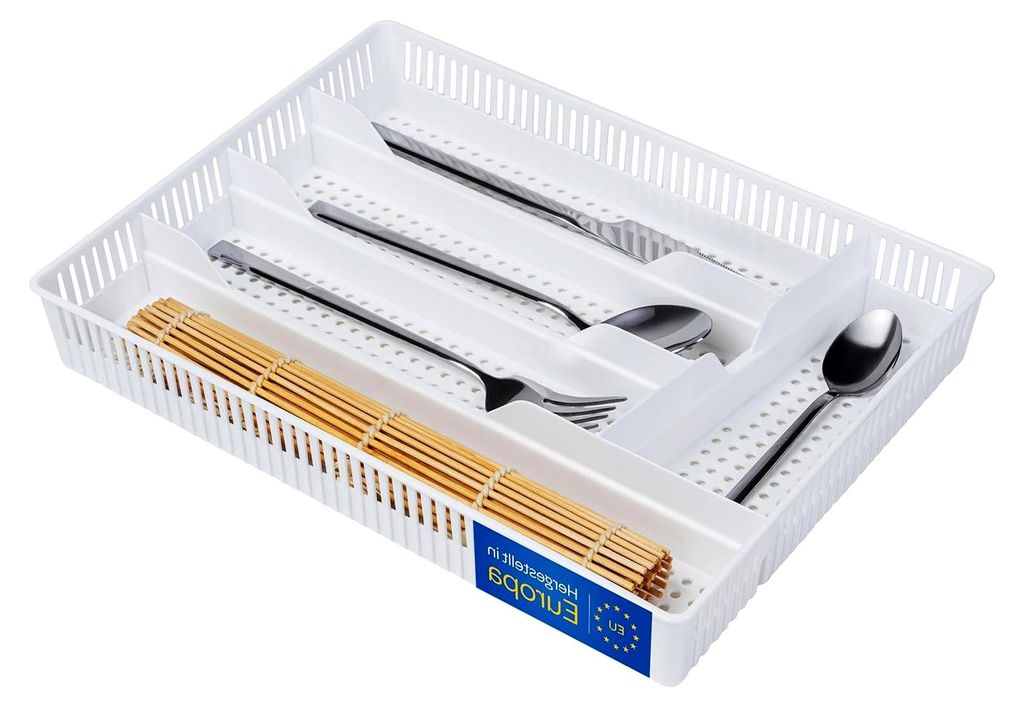 Besteckkasten für Schubladen 31x23x4,5cm Weiß - Praktischer Schubladen Organizer Küche, Besteckschublade Einsatz für optimale Küche Aufbewahru...