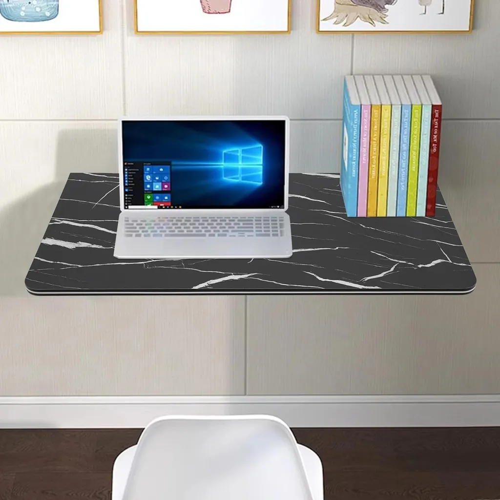 Console murale rabattable noire 80 cm - Bureau d'appoint pour studio - 4