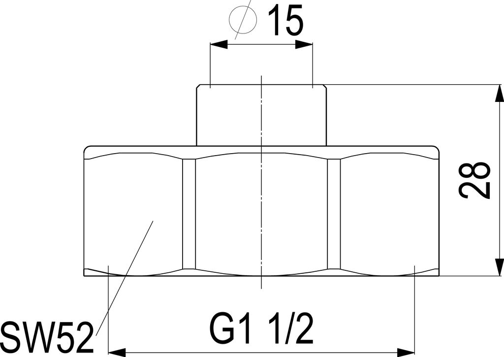 JS ABGANGSVERSCHRAUBUNG FUER KUPFERROHR, 15MM x 1 1/2"