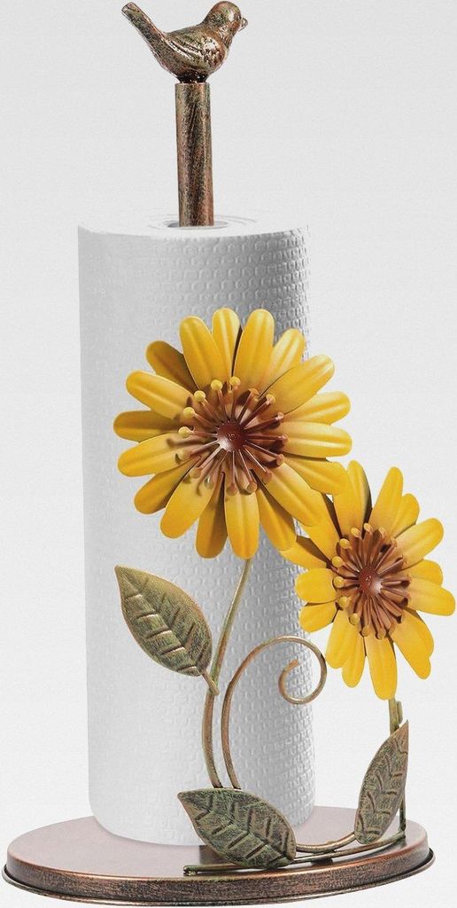 Papierhalter,Sonnenblume Papierrollenhalter,Papierhandtuch-Speicher-Organizer,18×36.7cm,Gelbes Eisen Papierhandtuch Arbeitsplatte Dekoration für ...
