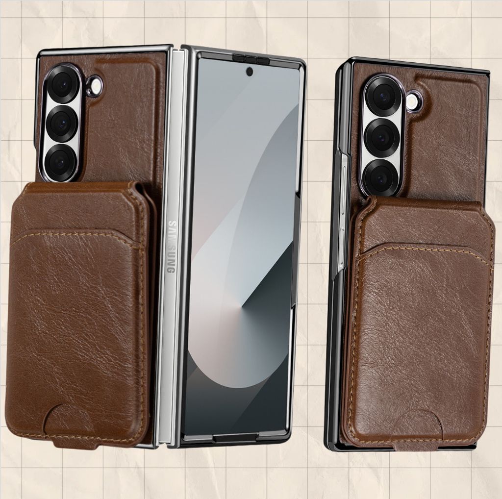 INF Samsung Galaxy Z Fold Magnethülle mit Kartenfach, RFID-blockierende Brieftaschenhülle Kaffee Model 5