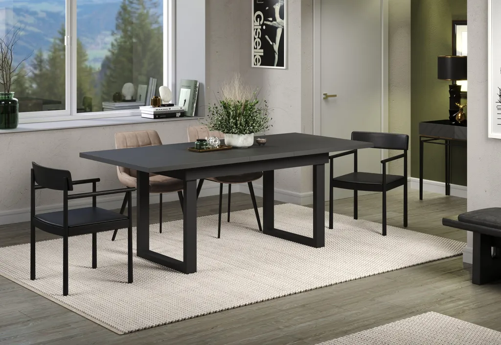 Table de Repas avec Rallonge Anthracite UniversalS Plateau Résistant - 6