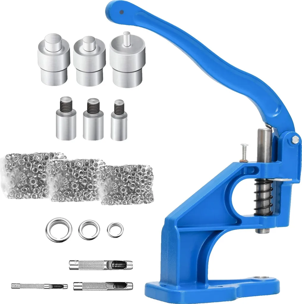 Pressa Manuale Occhielli Lega Alluminio + Kit 3 Matrici Acciaio