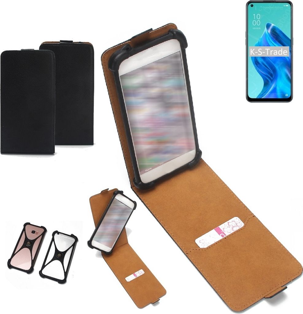 K-S-Trade Handyhülle Schutzhülle kompatibel mit Oppo Reno5 A 5G Hülle Case Cover Flip Style Bumper schwarz 1x