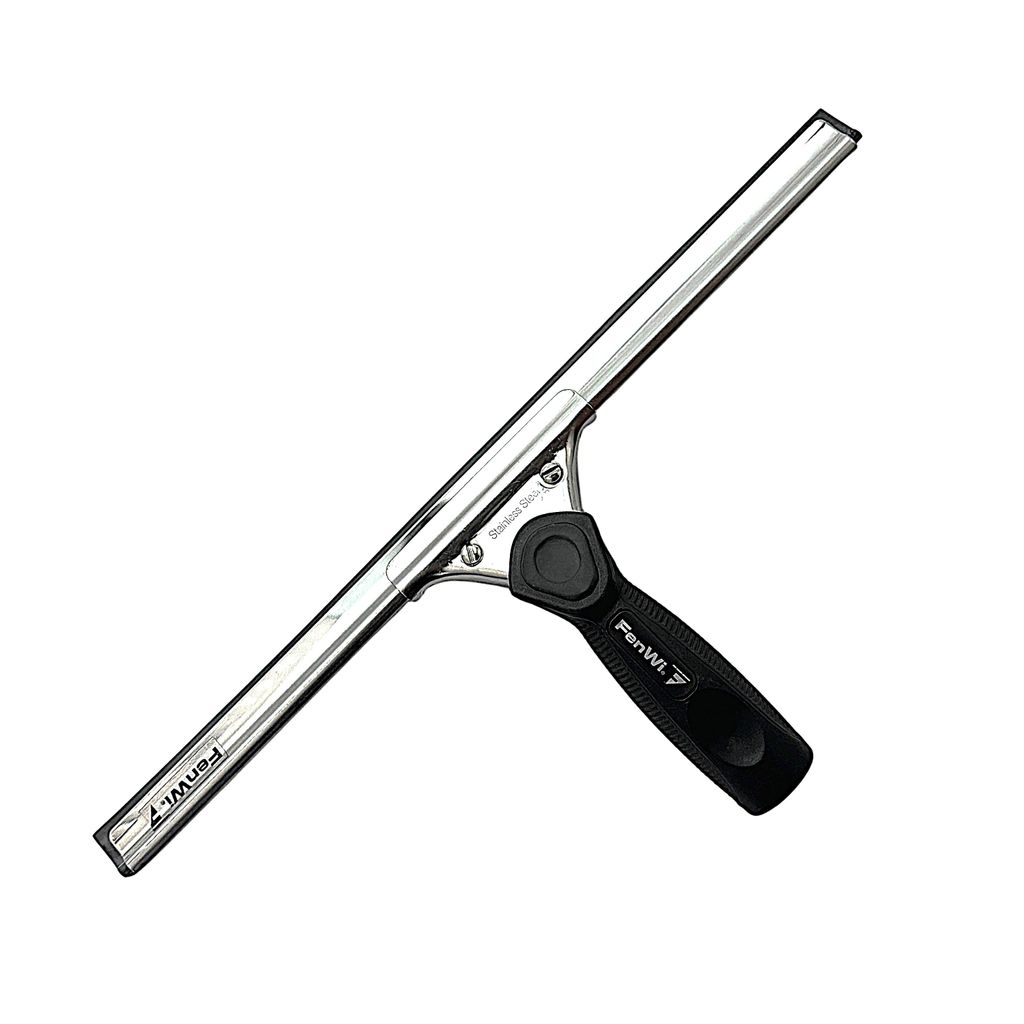 FenWi 35cm Fensterabzieher mit Gummilippe und Edelstahlschiene Duschabzieher