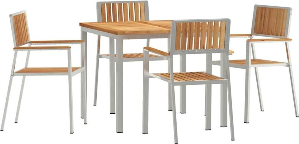 vidaXL Outdoortisch-Set 5 pcs Braun Massivholz Teak