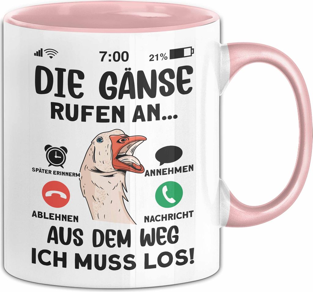 Gänse Liebhaber Tasse Geschenk Die Gänse Rufen An Geschenkidee Becher (Rosa)