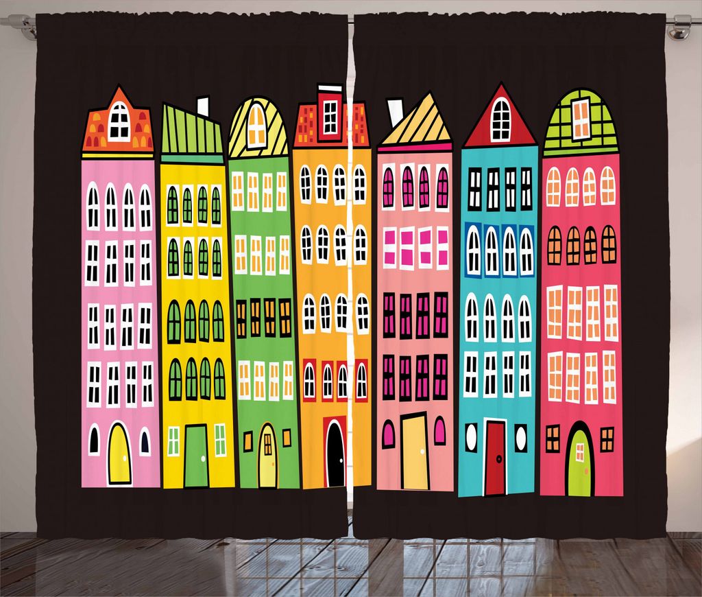 ABAKUHAUS Bunt Rustikaler Vorhang, Europäische Wohnungen, Wohnzimmer Universalband Gardinen mit Schlaufen und Haken, 280 x 225 cm, Mehrfarbig