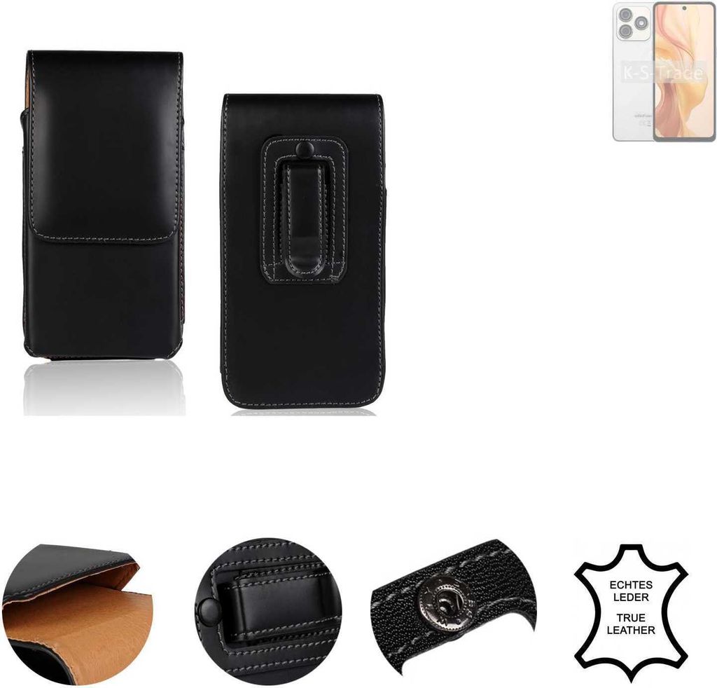 K-S-Trade Holster Gürteltasche Handy Hülle Schutzhülle kompatibel mit Ulefone Note 18 Ultra Handyhülle Leder schwarz, 1x