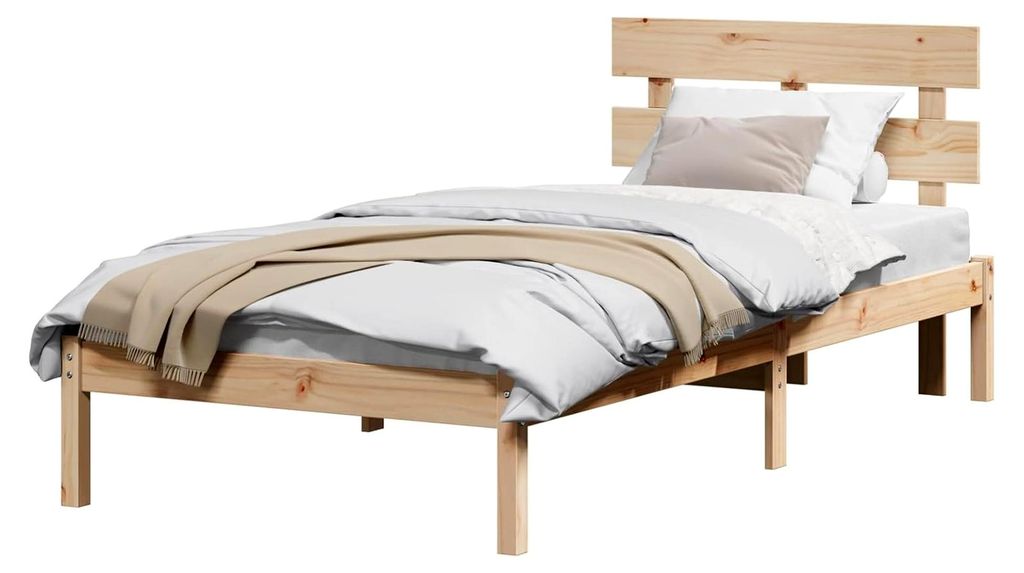 Bettrahmen mit Kopfteil 90x200 cm aus massivem Kiefernholz