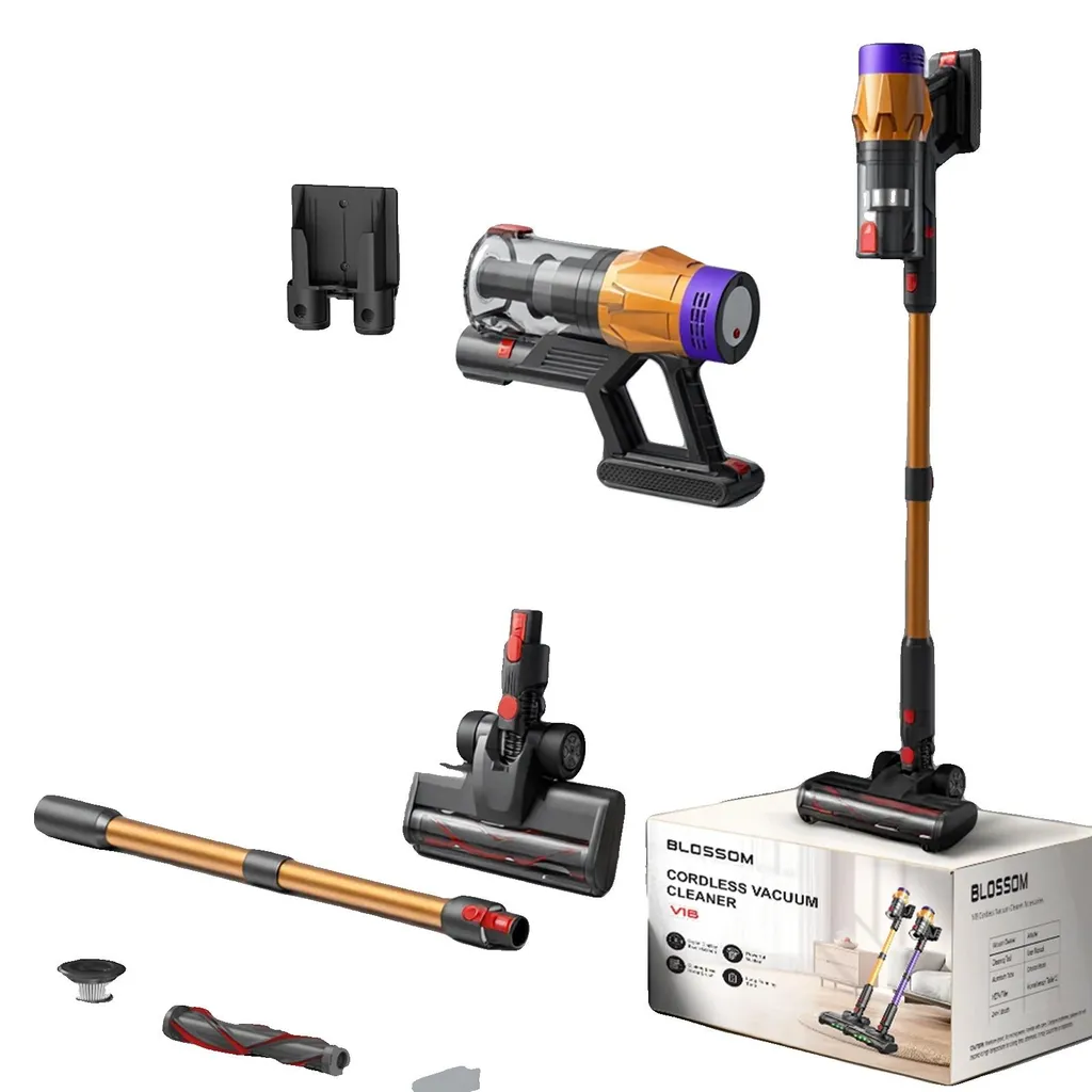 Aspirateur sans fil 45 kPa doré idéal pour poils d'animaux 500W