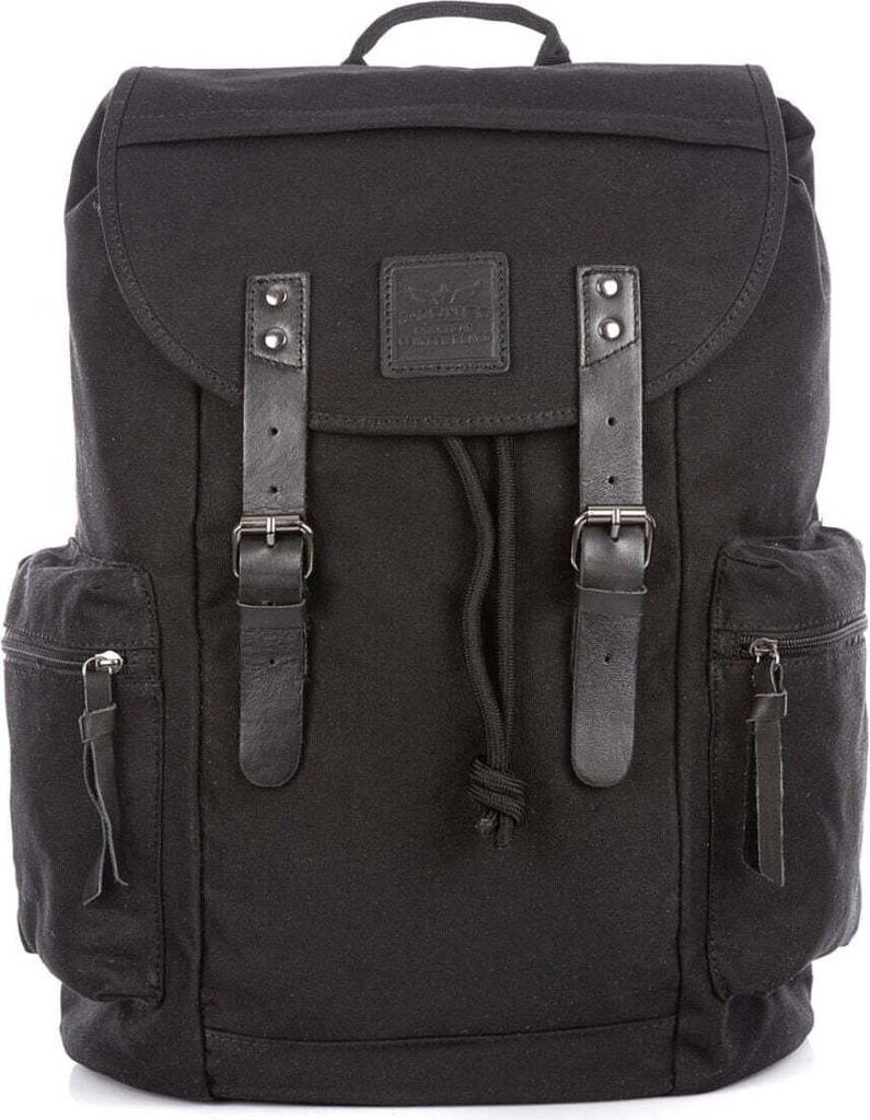 J Jones großer Vintage-Rucksack, Canvas und Echtleder, gepolsterter Rücken, geräumige Taschen