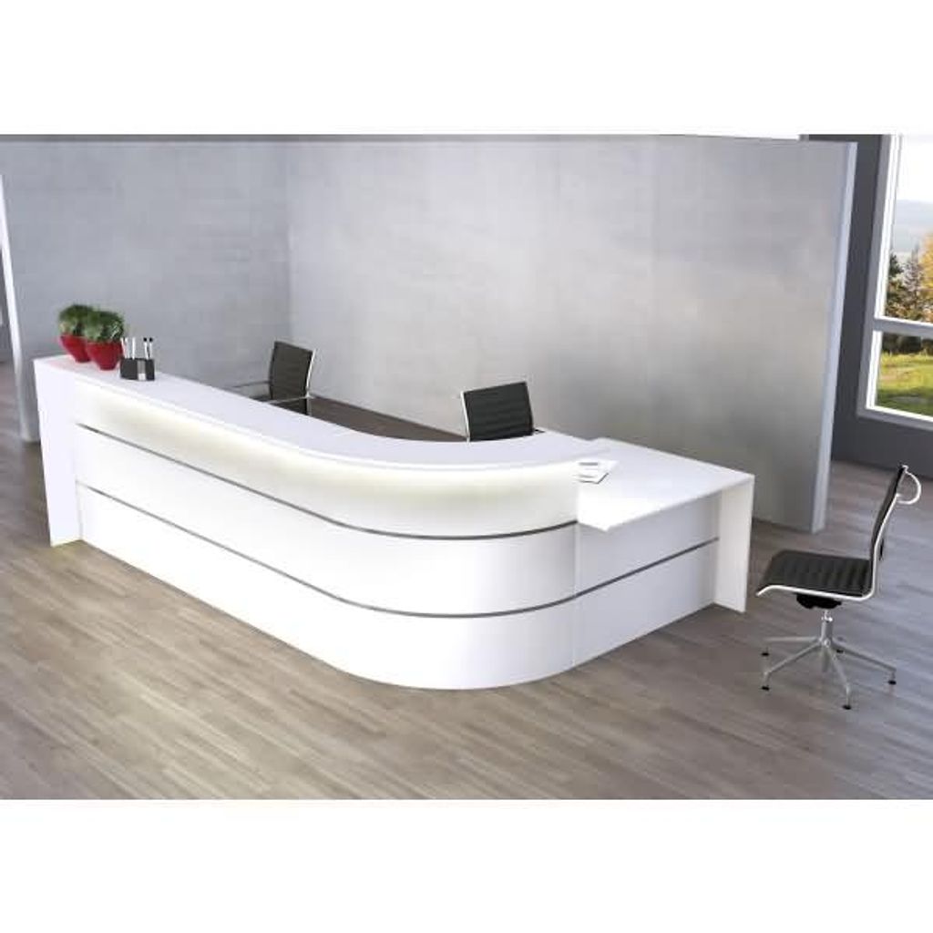 Kerkmann große L-Theke mit Beratungsplatz Bari (B)3700x(T)2000x(H)1120mm Weiß-kein Stauraum-ohne Beleuchtung